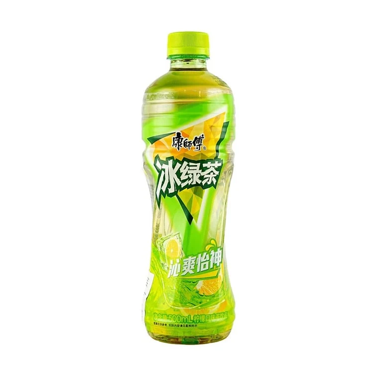 [Self-operated] Master Kong Iced Green Tea Lemon Flavor 500ml (China) - A refreshing and visually appealing fruit tea beverage.