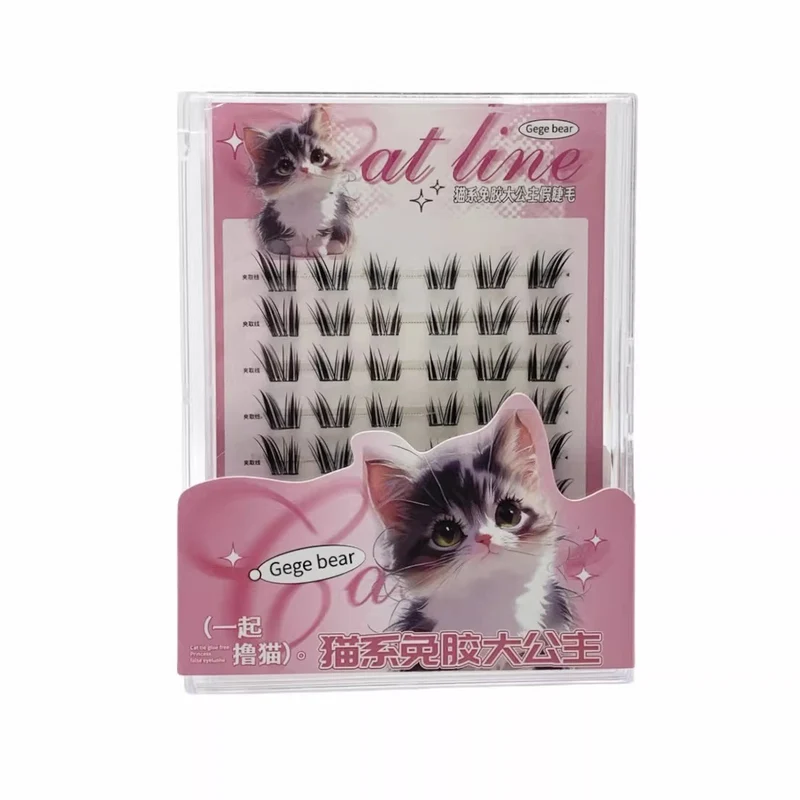 [Self-operated] China Gege Bear Cat-themed Glue-Free Princess False Eyelashes, Natural and Photogenic, Stiff Strand, Self-Adhesive, Lazy Eyelashes