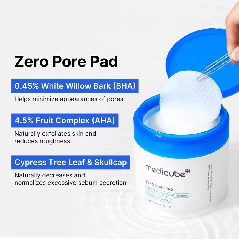 [Self-operated] Korean MEDICUBE Gentle Pore Minimizing Toner Pads 2.0 Upgraded Version, Double-sided for Secondary Cleansing, Hydrating, Moisturizing, and Wet Compress, 70 pads, Pore Tightening, Exfoliating, and Dirt Removal
