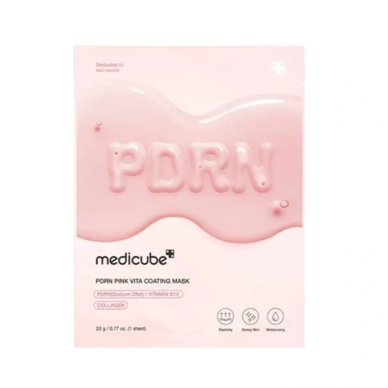 [Self-operated] Korean MEDICUBE PDRN Pink Vitamin Concentrated Mask (1 sheet) for brightening, moisturizing, and reducing blemishes and wrinkles.