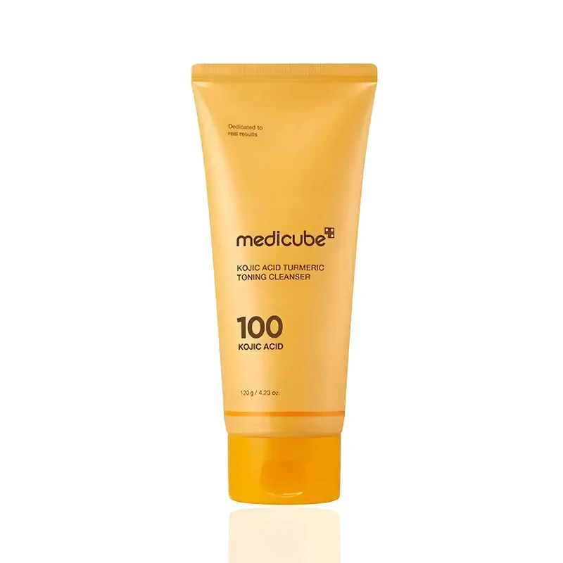 [Self-operated] Korean MEDICUBE Kojic Acid Turmeric Vitamin Facial Cleanser 120g - Brightens, Exfoliates, Removes Blackheads and Oil