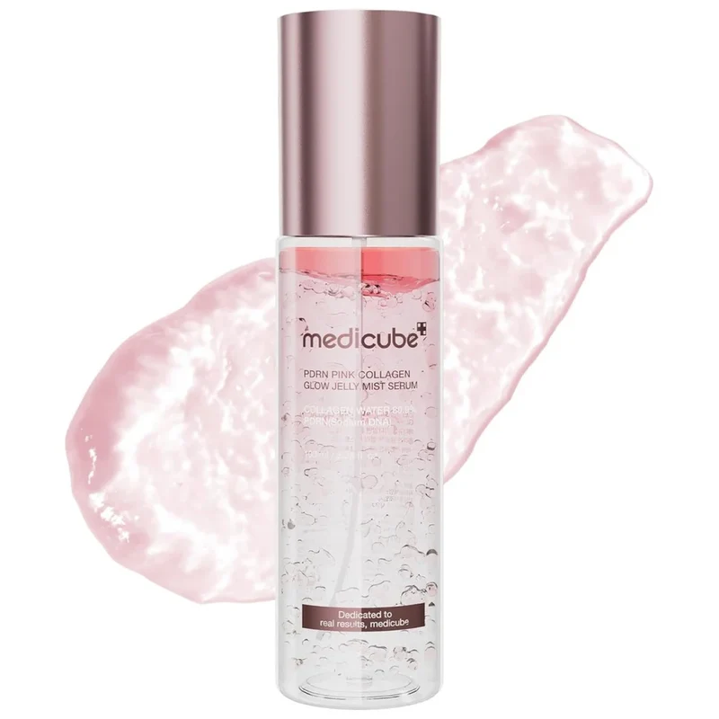 [Self-operated] MEDICUBE PDRN Pink Collagen Brightening Jelly Spray Essence (Korea) 100ml - Minimizes Pores, Moisturizes, Soothes, Reduces Wrinkles, Fine Lines, Dryness, and Dehydration