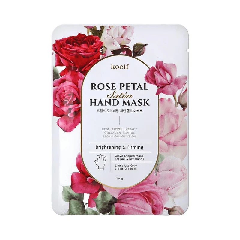 [Self-operated] KOELF Korean Rose Petal Satin Hand Mask (1 pair) - Delicate and nourishing, softens dead skin and cuticles, moisturizes, repairs, nourishes, and soothes.