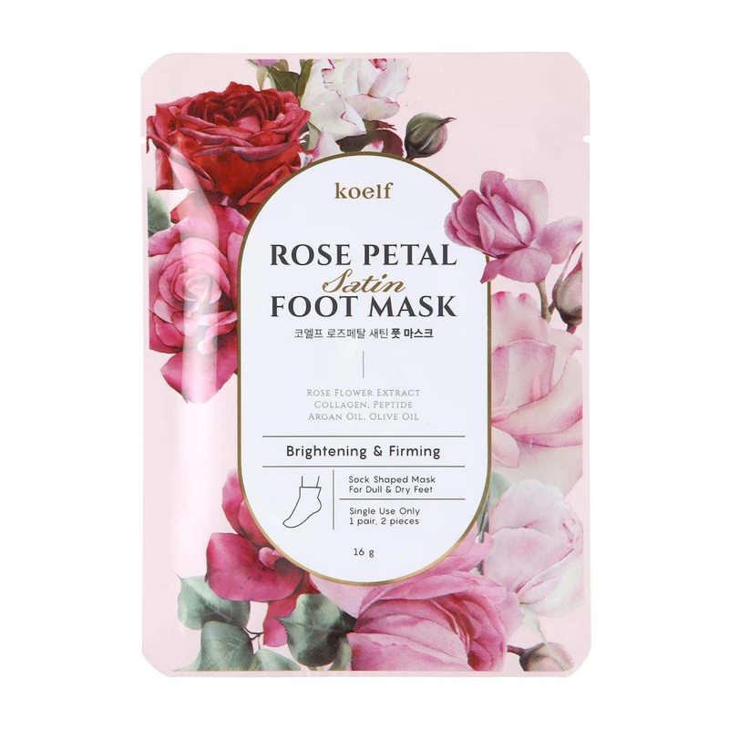 [Self-operated] KOELF Korean Rose Petal Satin Foot Mask (1 pair) - Delicate and nourishing, softens dead skin and cuticles, moisturizes, repairs, nourishes, and soothes feet.