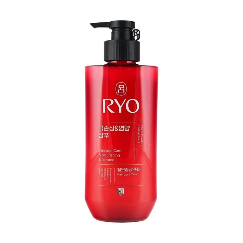 [Self-operated] Korean RYO Ryo New Upgraded Red Ryo Damaged Repair Shampoo 480ml - Collagen Nourishes Hair, Improves Hair Quality, Rich Floral Fragrance, 48-Hour Long-Lasting Scent, Targets Permed and Dyed Damaged Hair