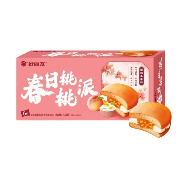 [Self-operated] ORION Korean Chocolate Sandwich Pie Spring Peach Pie 23g*6 pieces 138g Pastries, Snacks, Snacks, Children's Snacks