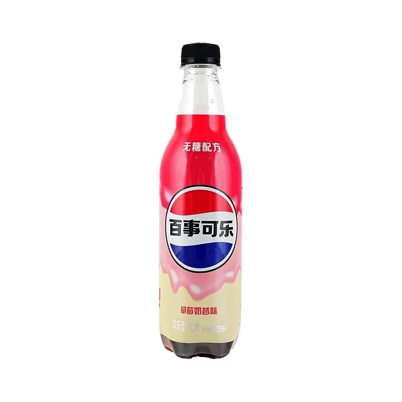 [Self-operated] Pepsi Sugar-Free Cola Strawberry Milkshake Flavor, 500ml Bottle, 0 Sugar, 0 Calories, Popular Carbonated Beverage