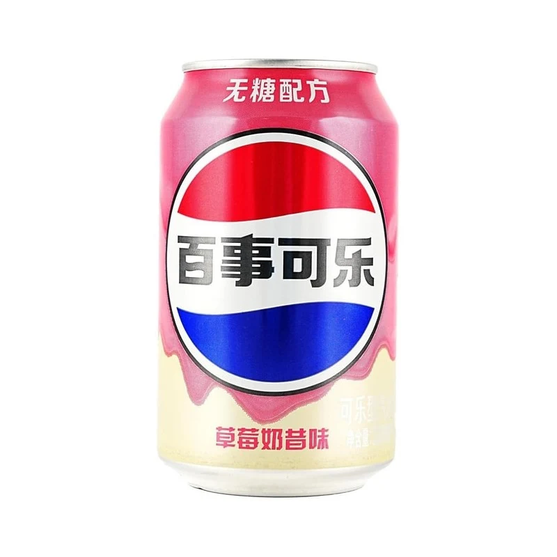 [Self-operated] Pepsi Sugar-Free Cola Strawberry Milkshake Flavor, 330ml Can, 0 Sugar, 0 Calories, Popular Carbonated Beverage