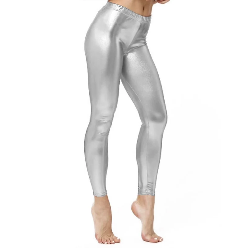 Silberne Metallic-Leggings für Erwachsene