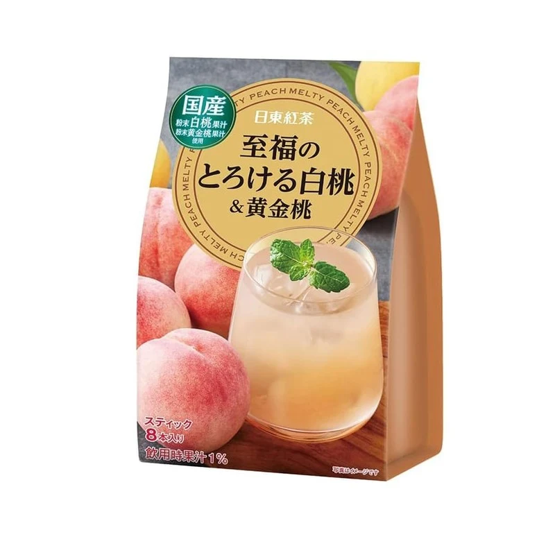 [Self-operated] Japan NITTOH Nitto Black Tea Mixed Juice Solid Drink Instant Powder White Peach Golden Peach Flavor 8 Pack 88g