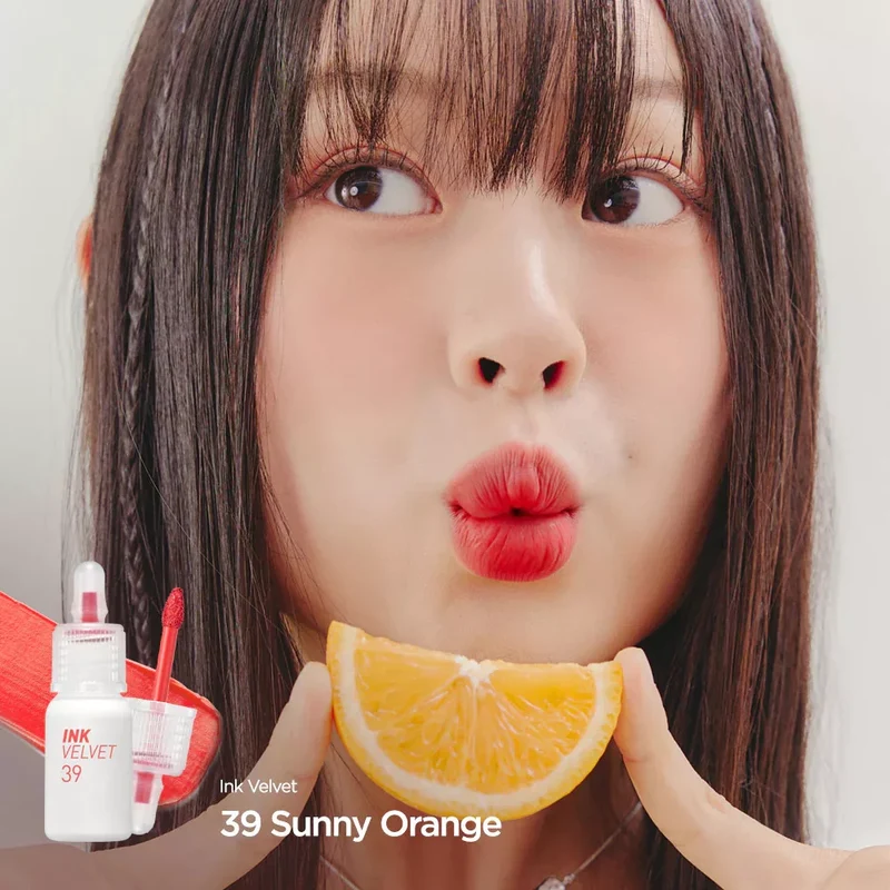 [Self-operated] Korean CLIO PERIPERA Filipina Velvet Ink Lip Glaze 4g Long-lasting Color #39 Sunny Orange