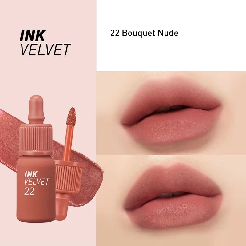 [Self-operated] South Korea CLIO PERIPERA Filipina Velvet Ink Lip Glaze 4g Long-lasting Color #22 Bouquet Nude
