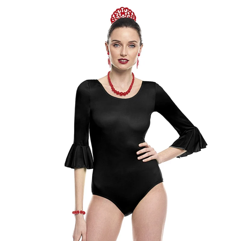 Schwarzer Flamenco-Body mit Volant