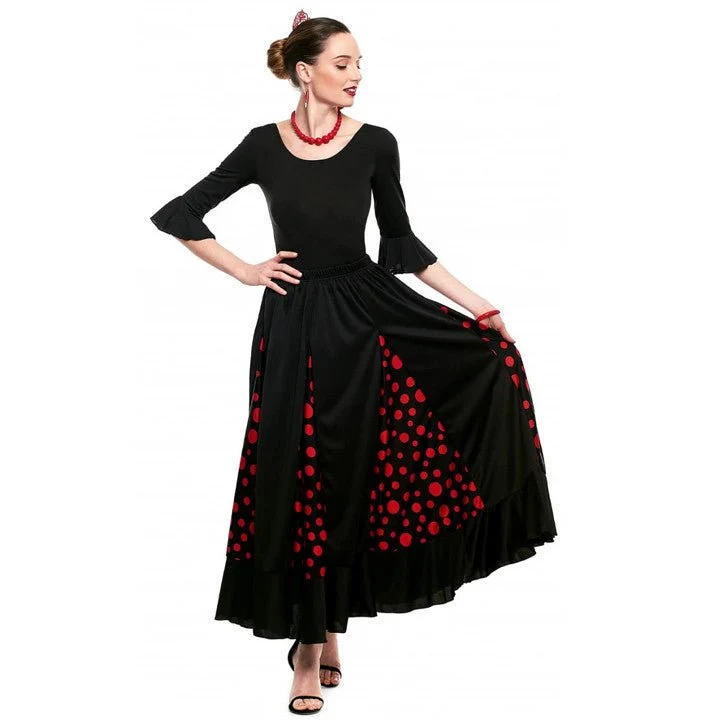 Schwarzer und Roter Flamenco-Rock mit Volants