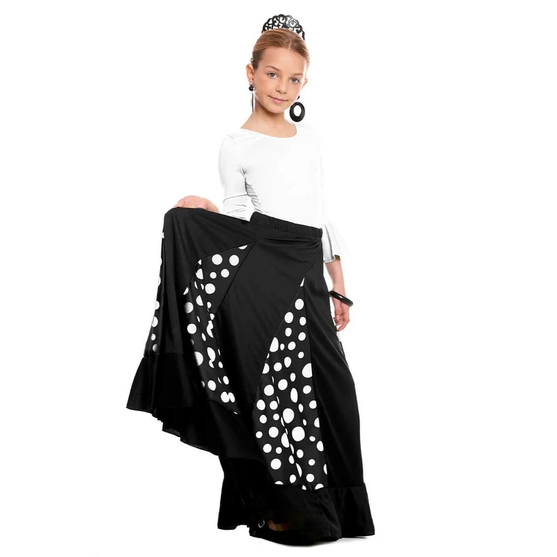 Schwarzer und Weißer Flamenco-Rock mit Volants für Kinder