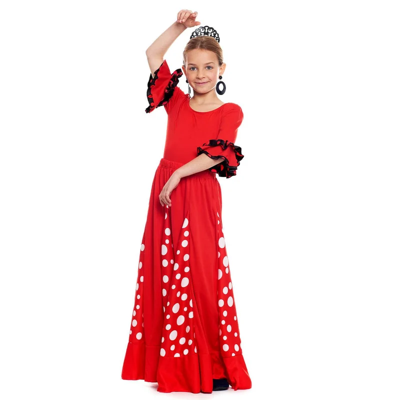 Roter Flamenco-Rock mit Volants für Kinder