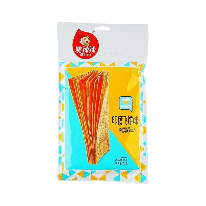 [Self-operated] China XIAOLALA spicy spicy slices spicy strips Indian flying cake flavor 72g nostalgic childhood spicy snacks blue stick crispy snacks