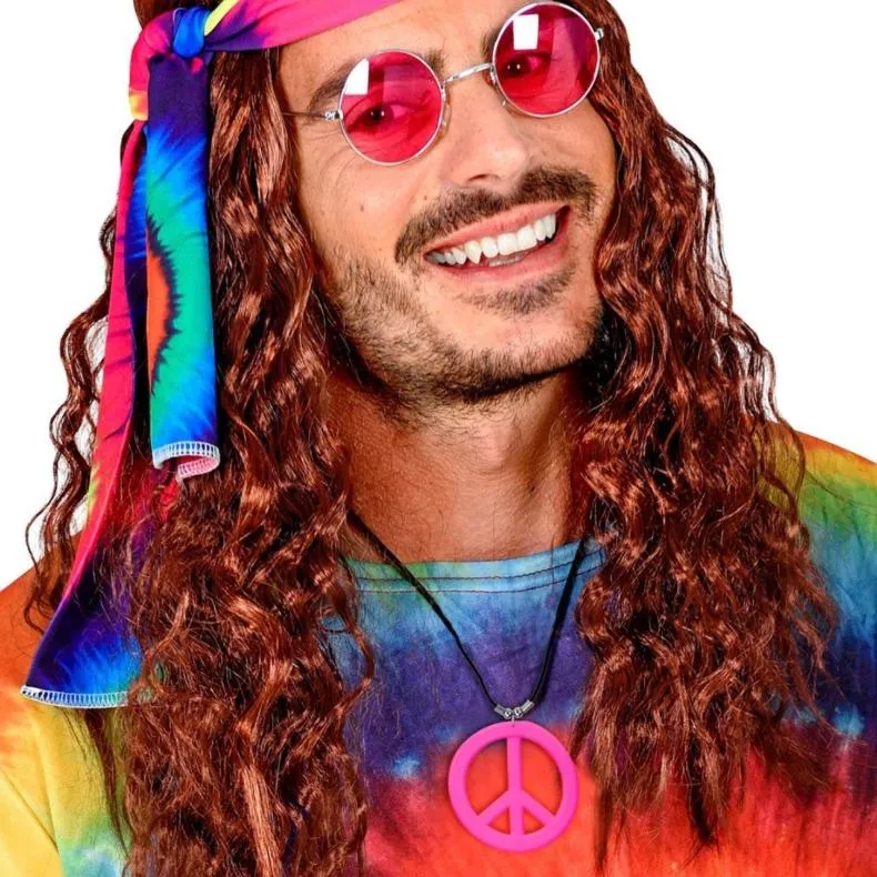 Hippie-Halskette Neonrosa