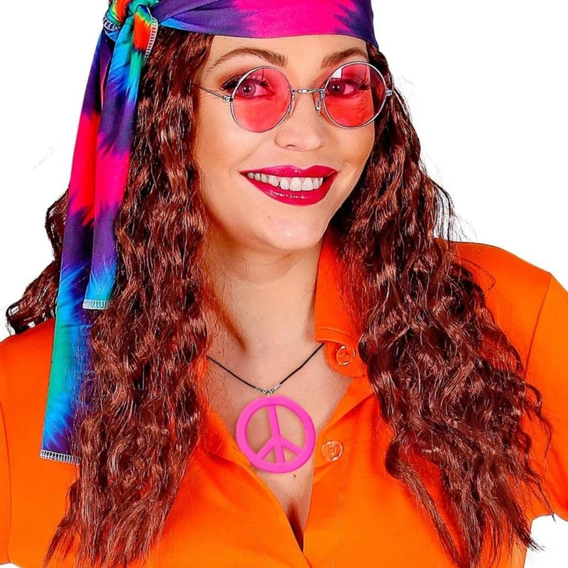 Hippie-Halskette Neonrosa