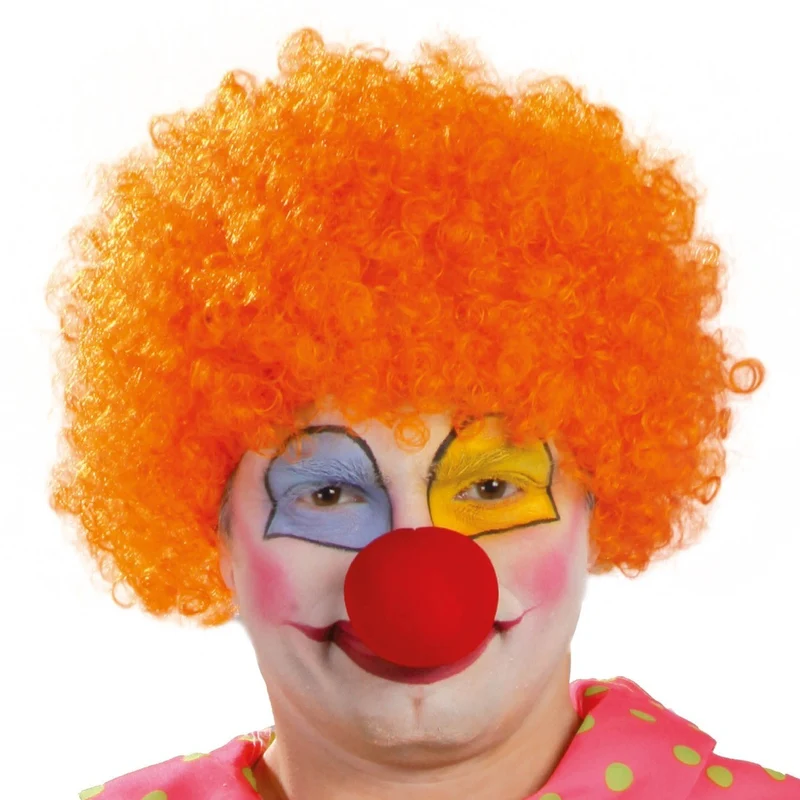 Clown-Perücke orange, lockig