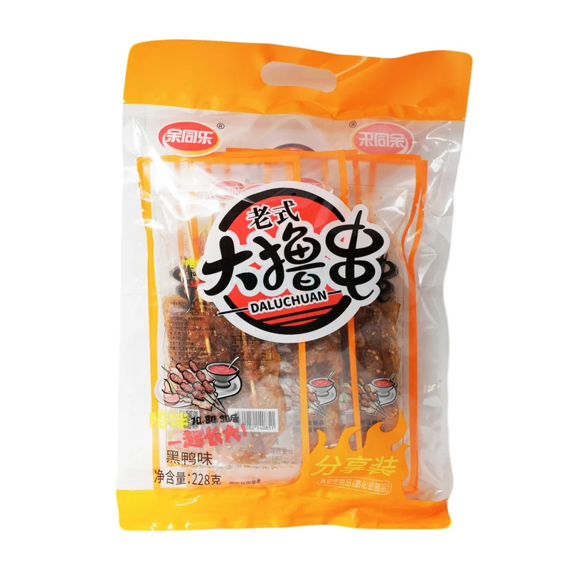 [Self-operated] China Yu Tongle Old-fashioned Big Skewers Black Duck Flavor 228g Puffed Bean Products Casual Internet Celebrity Nostalgic Spicy Snacks