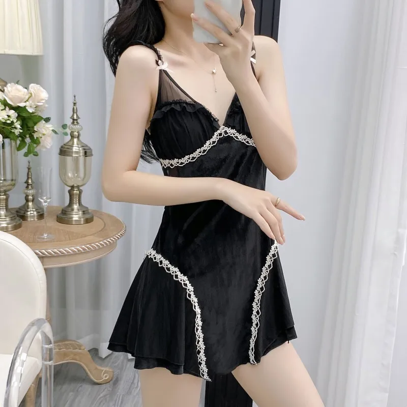 [US warehouse] Velvet lace women's two-piece robe set ladies robe bathrobe set kimono robe velvet home clothes
