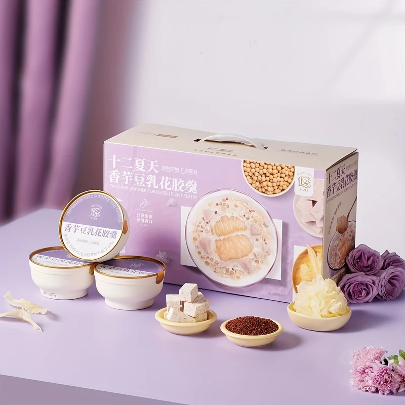 【Self-operated】China's Twelve Summers Taro Soybean Milk Fish Maw Soup Single Bowl 252g*6 Bowls/Open the lid to eat nutritious breakfast porridge