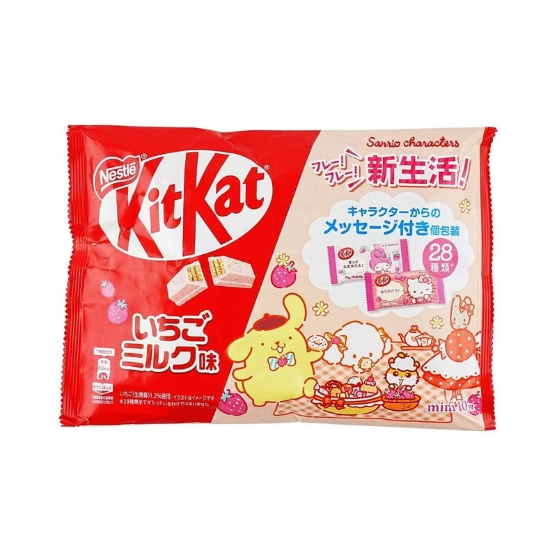 [Self-operated] China Nestle Nestle KITKAT Kit Kat Wafer Biscuits Strawberry Milk Chocolate Flavor 10 Pieces 116g Sanrio Joint 28 Characters Limited Edition Chocolate Coated Biscuits