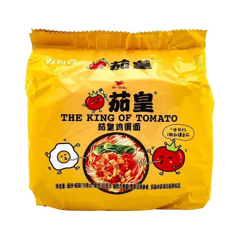 [Self-operated] China Uni-President Eggplant King Instant Noodles Tomato Egg Noodles Five-pack 580g Instant Noodles Fast Food Late Night Ramen Noodle Soup