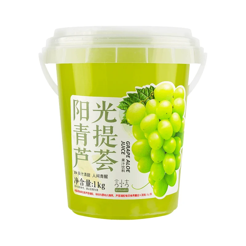 [Self-operated] China Yan Xiaoji a barrel of super-rich sunshine green grape aloe vera juice drink 1kg mixed fruit juice tea drink