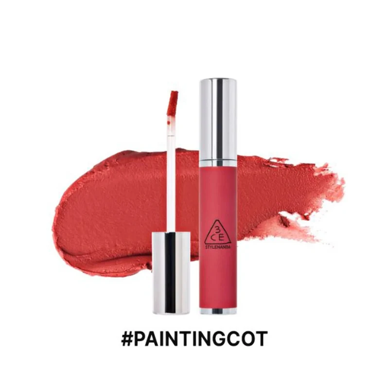 [Self-operated] South Korea 3CE Sanxiyu soft matte lip mud pink series #Paintingcot oil painting apricot pink 4g milk lip mud matte matte lip dew lip glaze lipstick moisturizing and lasting