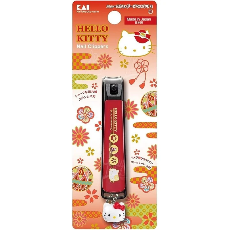 [Self-operated] Japanese KAI Hello Kitty Nail Clipper with Pendant 1 Pack Japanese Style Red Style S Size