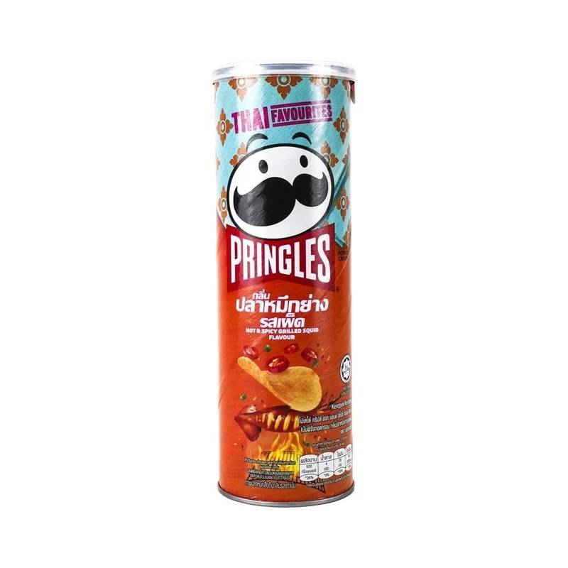 [Self-operated] American PRINGLES Potato Chips Thai Limited Edition Spicy Grilled Squid Flavor 102g
