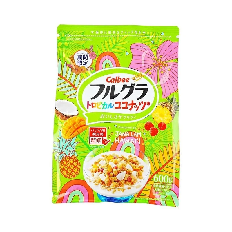 [Self-operated] Japanese Calbee limited edition ready-to-eat cereal tropical fruit coconut flavor 600g fruit cereal large packaging