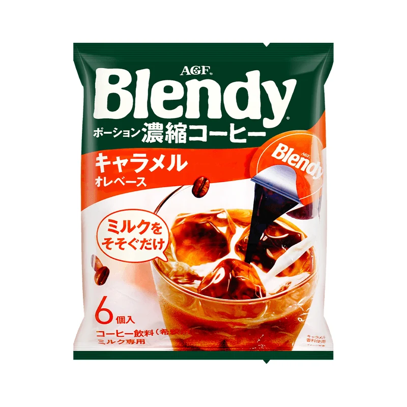 [Self-operated] Japanese AGF Blendy Brandi concentrated capsule coffee instant black coffee liquid caramel flavor 18g*6 pieces liquid instant black coffee refreshing can be cold brewed