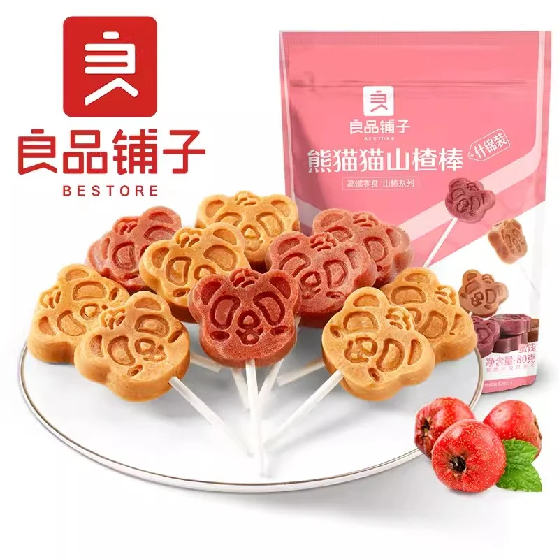 [Self-operated] China BESTORE BESTORE Panda Cat Hawthorn Sticks 80g Assorted Hawthorn Lollipops Children's Snacks