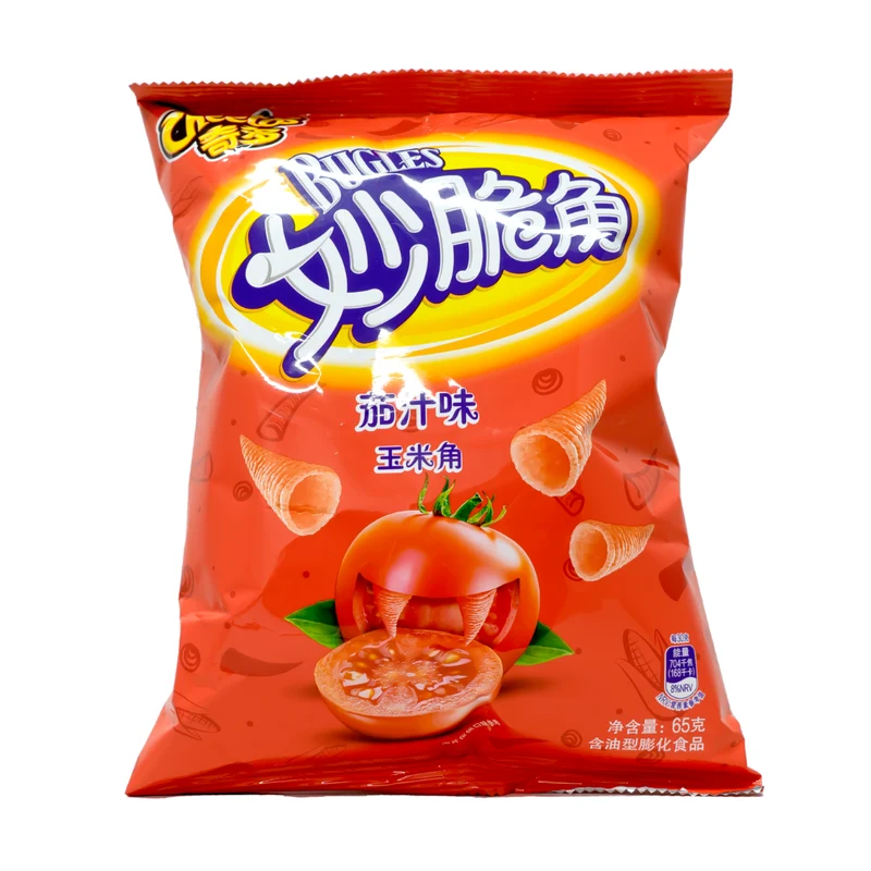[Self-operated] Chinese Cheetos crispy tomato juice flavor 65g snacks snacks crispy horns girls Haidilao snacks puffed food