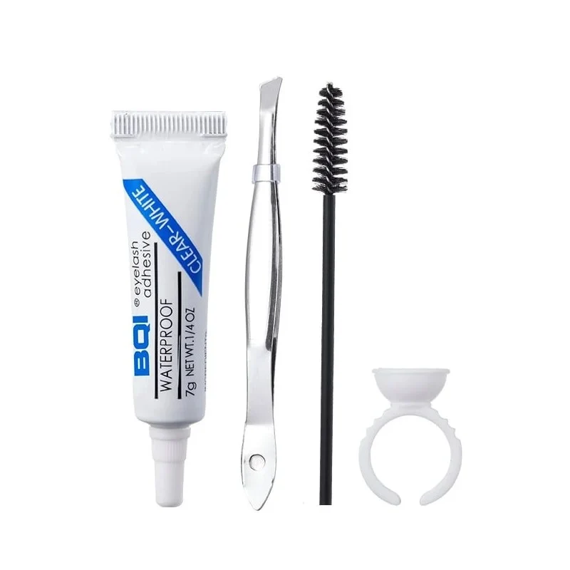 [Self-operated] Chinese BQI false eyelash glue four-piece set eyelash curler + eyelash brush + glue bowl + glue gentle and non-irritating invisible grafted eyelashes waterproof and sweat-proof long-lasting styling glue