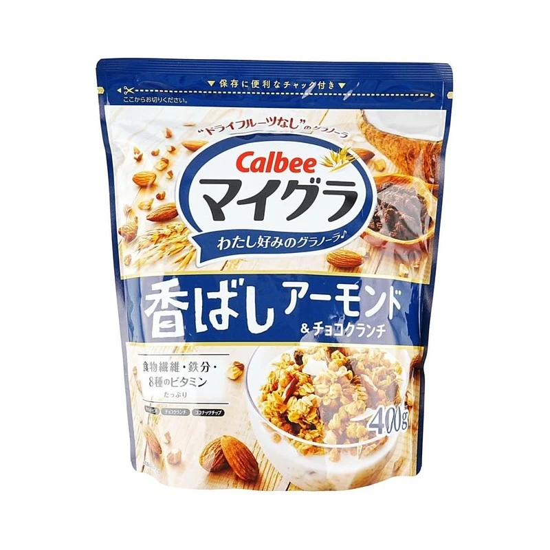 [Self-operated] Japanese Calbee Calbee Almond Chocolate Cereal Oatmeal 400g Nutritious breakfast meal replacement rich in dietary fiber + vitamins breakfast cereal drink oatmeal