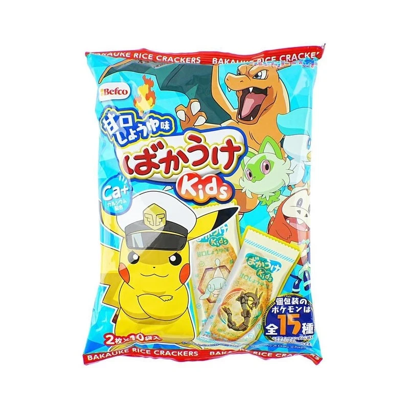 [Self-operated] Japan's BEFCO Kuriyama Rice Crackers Children's Day limited Pokémon IP co-branded sweet soy sauce flavored senbei 20 pieces random Pokémon printed Internet celebrity office to satisfy the craving for puffed casual snacks