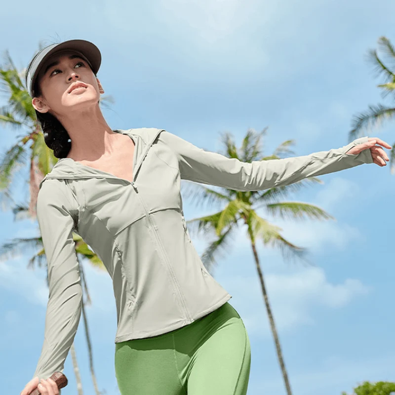 [Self-operated] Chinese Beneunder women's cool sun protection clothing sun protection clothing sports tops slim UPF50+ cold tea gray 160/84A M size 1 piece anti-UV ice silk sun protection clothing breathable and light sun protection clothing