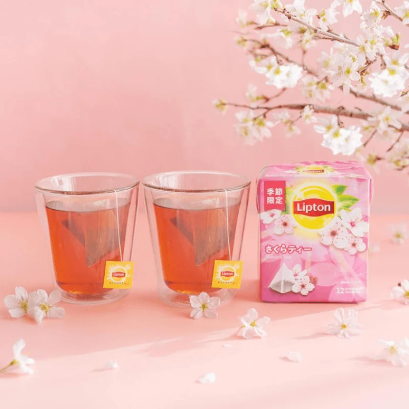 [Self-operated] Japanese Lipton Lipton seasonal limited cherry blossom tea black tea tea bag 12 bags into the tea bag scented tea cold brew tea bag health tea