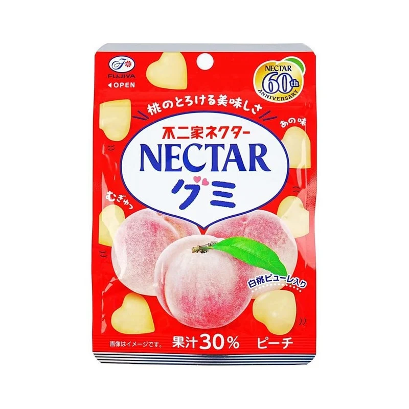 [Self-operated] Japanese FUJIYA NECTAR juice heart-shaped gummy peach flavor 48g QQ candy children's gummy snacks