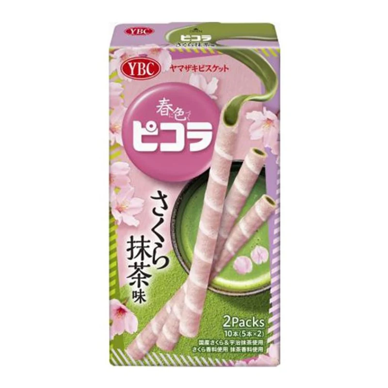 [Self-operated] Japanese YBC Yamazaki Cookies Sakura Matcha Flavored Sandwich Egg Rolls 2 small bags/box of delicious crispy sandwich egg rolls