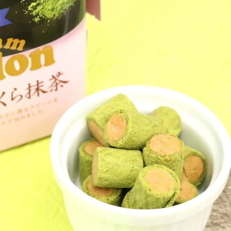 [Self-operated] Japanese Glico Cream Collon Sakura Matcha Sandwich Egg Roll 48g Delicious and Crispy Sandwich Egg Roll