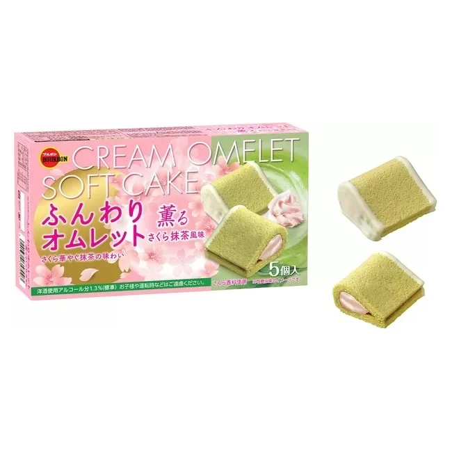 [Self-operated] Japan's Bourbon spring limited-edition soft cherry blossom matcha flavored small cakes 5-piece breakfast pastries snacks casual snacks snacks children's snacks