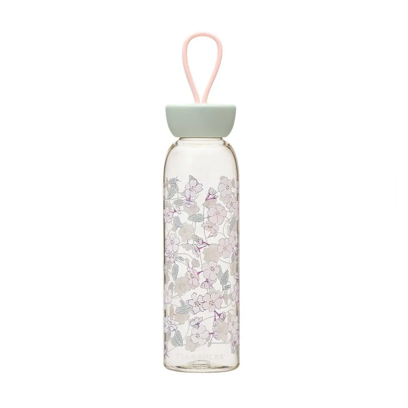 [Self-operated] Japan Starbucks 2024 Sakura Limited Series Silicone Strap Glass Bottle 532ml Tumbler