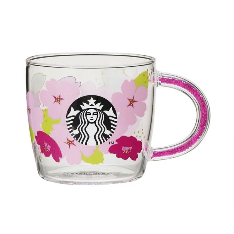 [Self-operated] Japan Starbucks 24 Years Sakura Limited Series Bead-Handed Heat-Resistant Glass Cup 296ml Mug