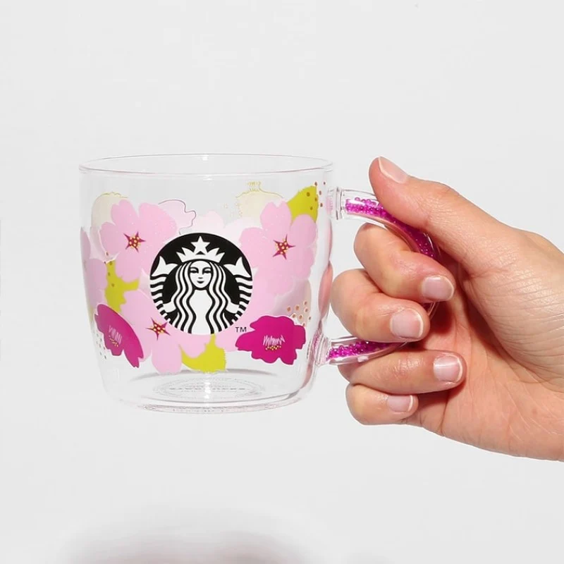 [Self-operated] Japan Starbucks 24 Years Sakura Limited Series Bead-Handed Heat-Resistant Glass Cup 296ml Mug