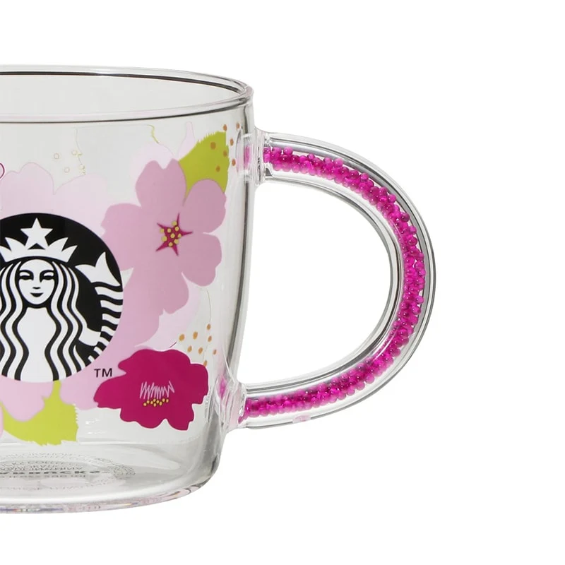 [Self-operated] Japan Starbucks 24 Years Sakura Limited Series Bead-Handed Heat-Resistant Glass Cup 296ml Mug